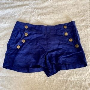 Navy Shorts Cotton with Button Detail Size Medium